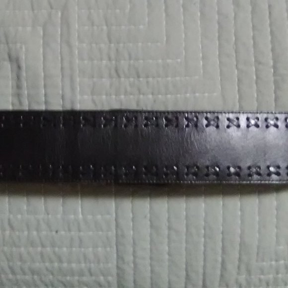 BLACK WIDE LEATHER BELT SIZE MEDIUM - Picture 8 of 9